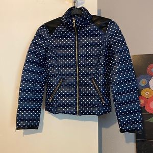 Gently Used Juicy Couture Girls Puffer Jacket Size 12 Blu/white Polka dot